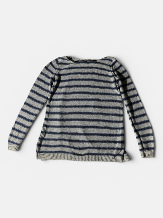 Vince Sweaters - Vince Striped Boat Neck Knit Sweater XS Blue & Oatmeal
